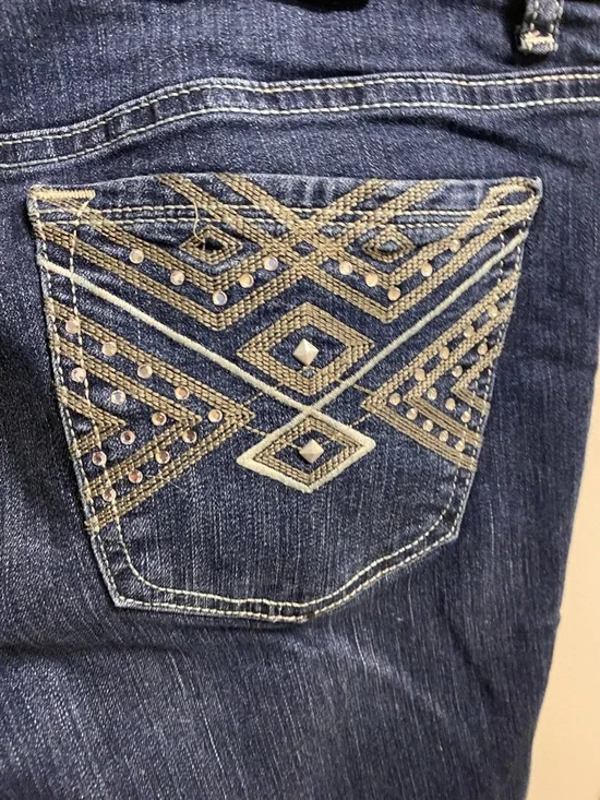 Apt 9 Jeans 14 Capri Length Dark Blue Stretch Bling Pocket Denim Capris - Picture 7 of 7